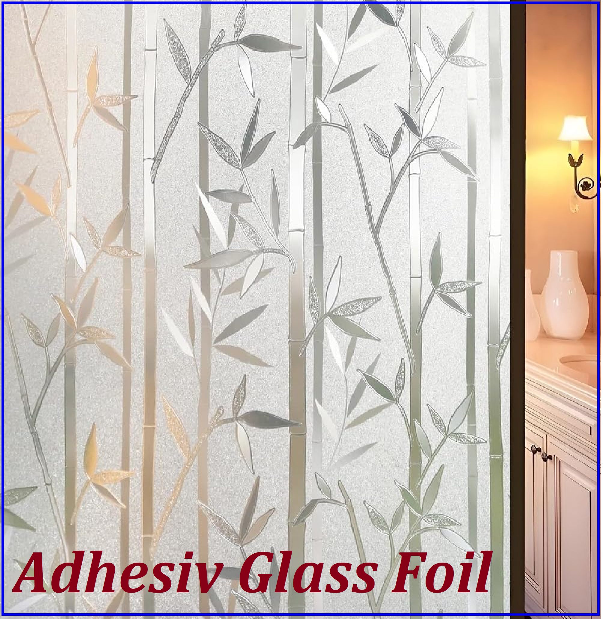 Glass Window Privacy Film Decorative, Bathroom Heat Blocking Stickers for Home Glass Windows Cover, Static Cling, Removable, Self Adhesive (Bamboo Design, 60 x 200cm)